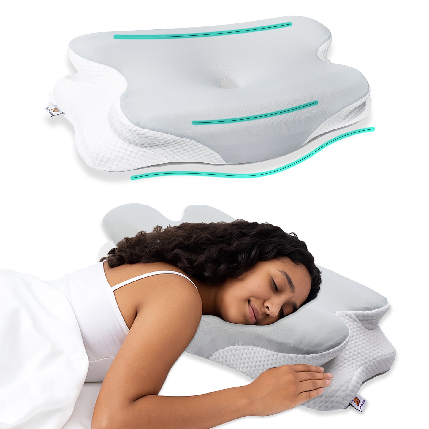 Orthopillo Glide Butterfly Shaped Orthopedic Pillow (Free Blackout Eyemask)