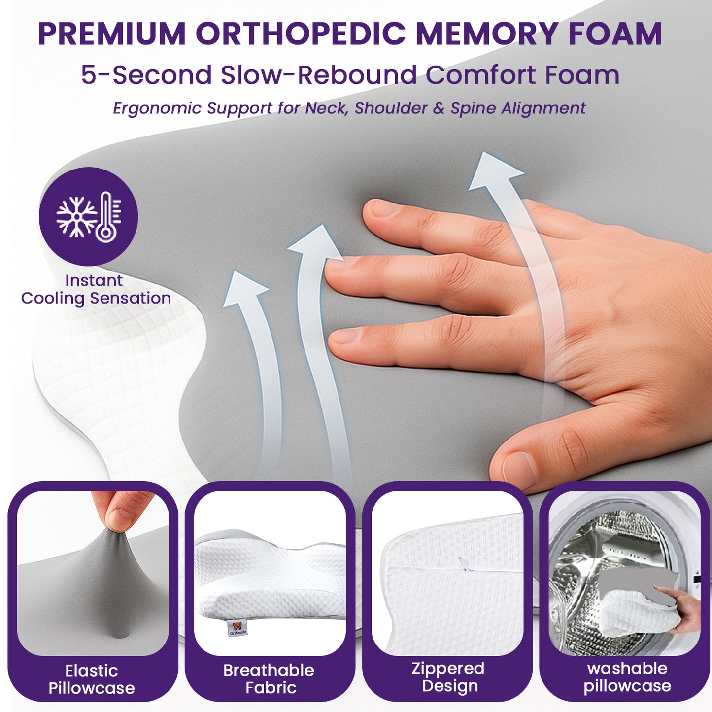 Orthopillo Glide Butterfly Shaped Orthopedic Pillow (Free Blackout Eyemask)